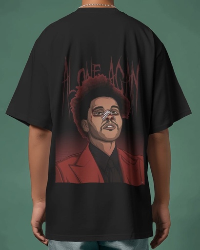 Unisex Black the-Weeknd T-shirt back view